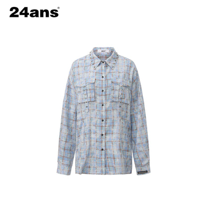 24ans_Anti_Wrinkle_Pure_Cotton_Loose_Punk_Plaid_Longline_Drop_Shoulder_Unisex_Shirts_MISSTT