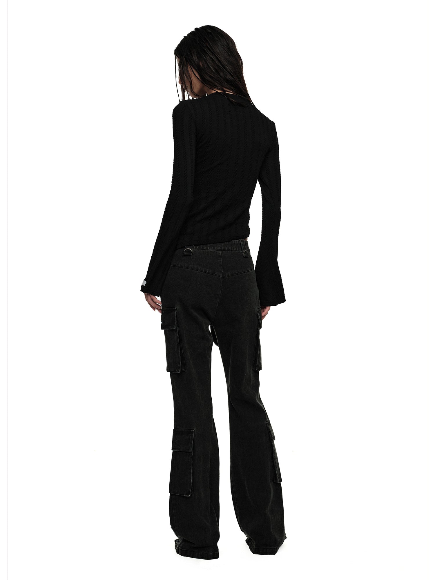 24ans Asymmetric Knit Layering Top V Neck T Shirt Long Sleeve