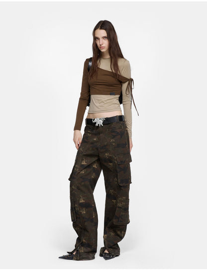 24ans Asymmetric Shoulder Deconstructed Long Sleeve Top