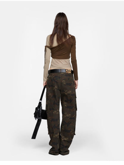 24ans Asymmetric Shoulder Deconstructed Long Sleeve Top