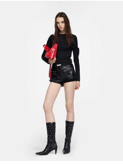 24ans Asymmetric Shoulder Deconstructed Long Sleeve Top
