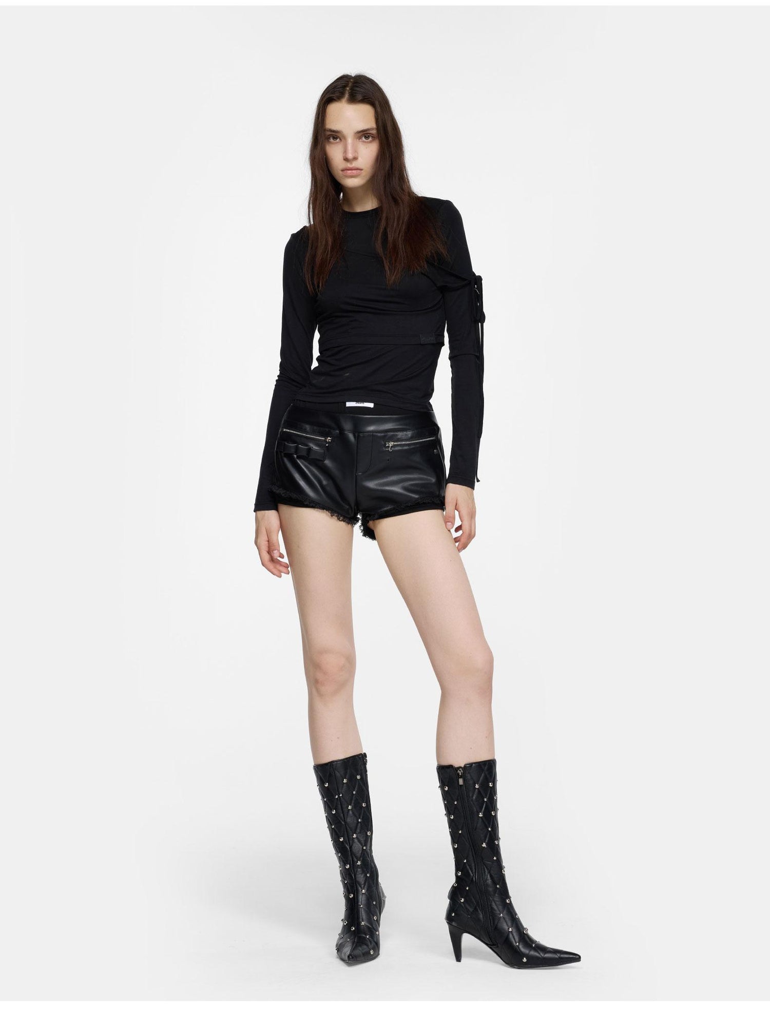 24ans Asymmetric Shoulder Deconstructed Long Sleeve Top