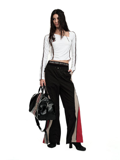 24ans Asymmetric Stretch Ribbed Crop Tee