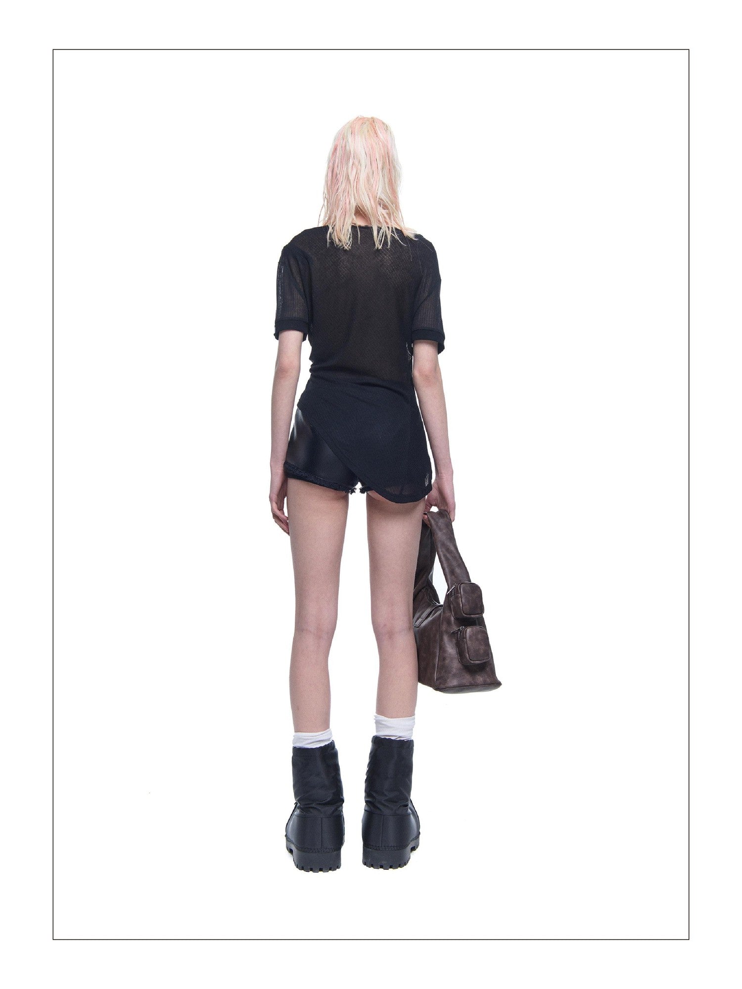 24ans Asymmetric Tie Hand Drawn Print Henley Women&