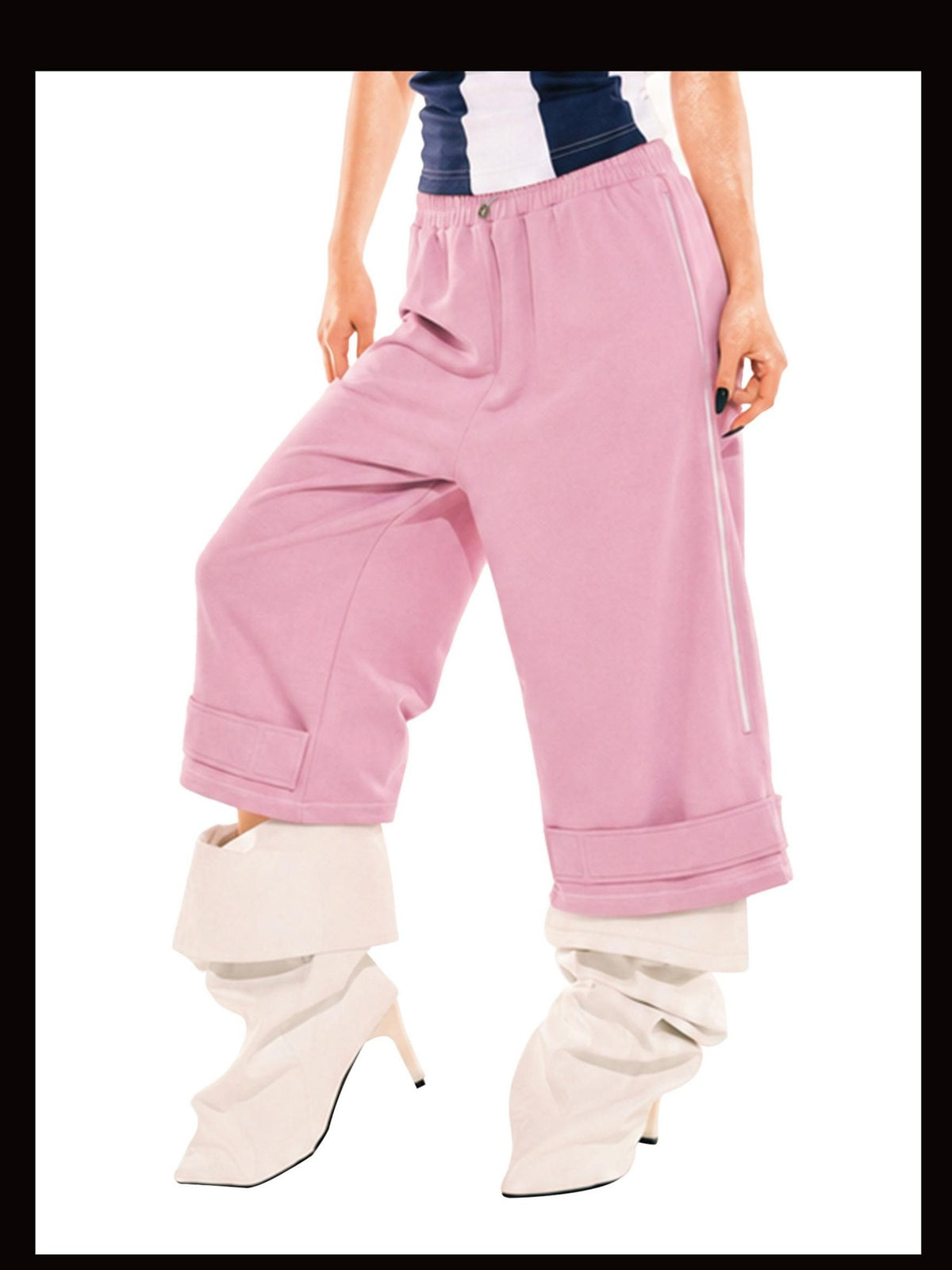 24ans Asymmetric Wide Leg High Waist Women&