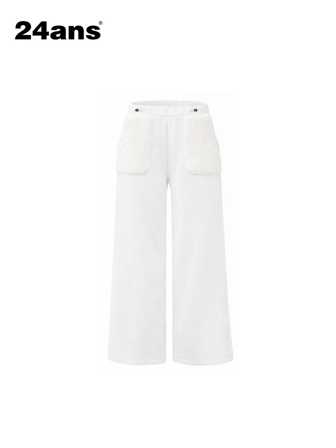 24ans Asymmetrical High Waist Wide Leg Loose Fit Office Black White Stretch Pants