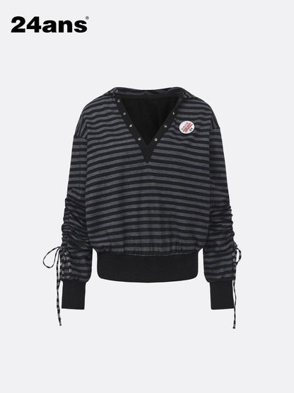 24ans Back Crystal Zip Up Hoodie T-shirt