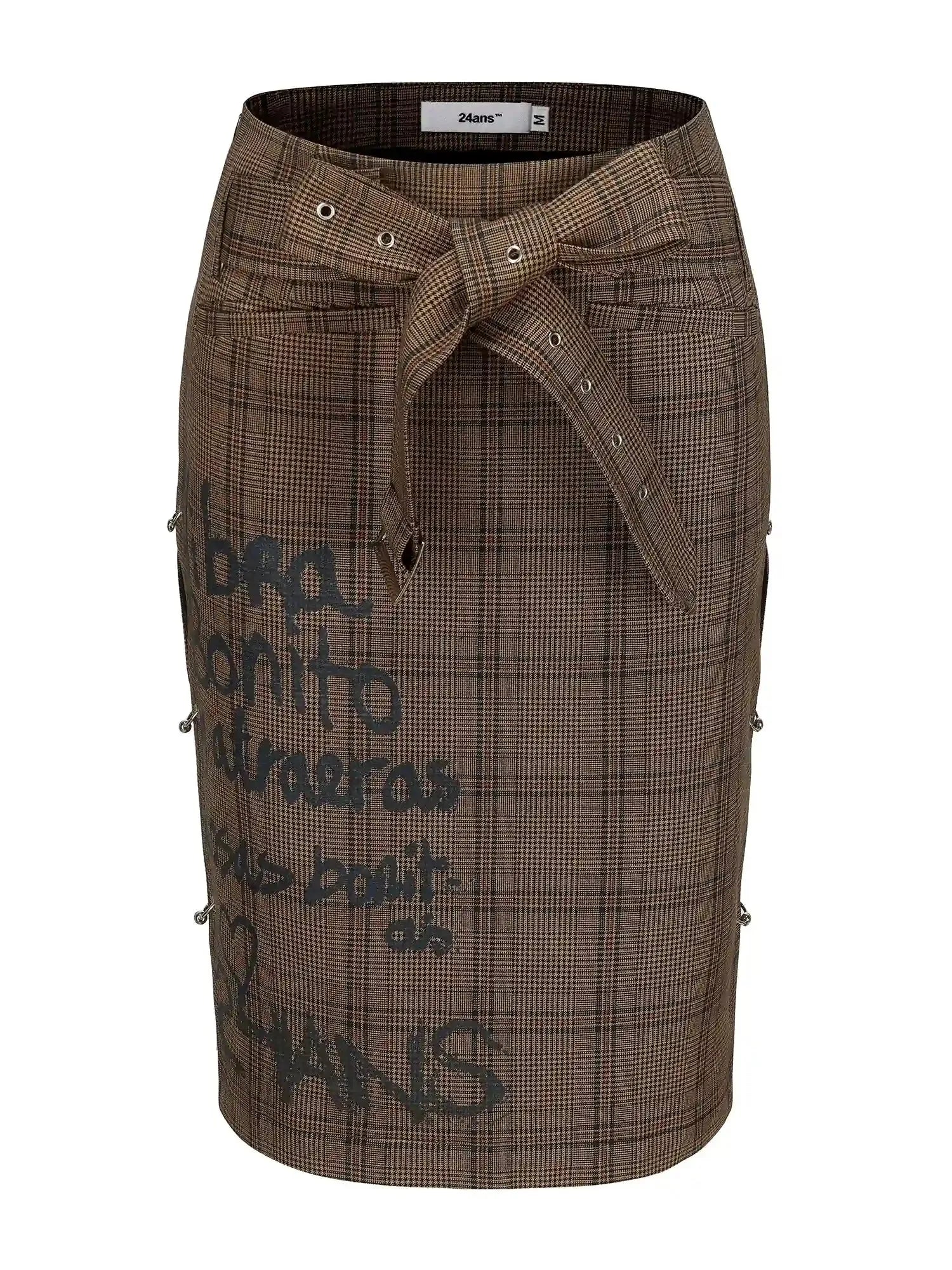 Backless Grey Brown Structured Shirt And Skirt Set