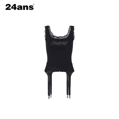 24ans_Beaded_Detachable_Lace_Waistband_Letter_Print_Women&