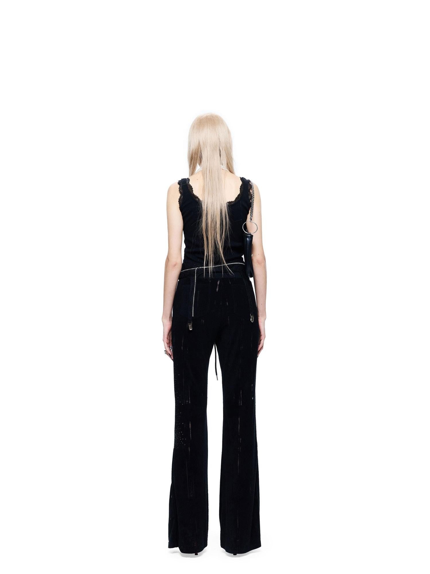 24ans Beaded Detachable Lace Waistband Letter Print Women&
