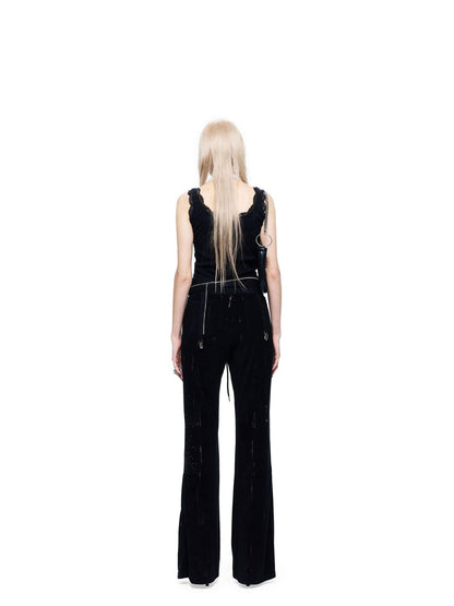 24ans Beaded Detachable Lace Waistband Letter Print Women&