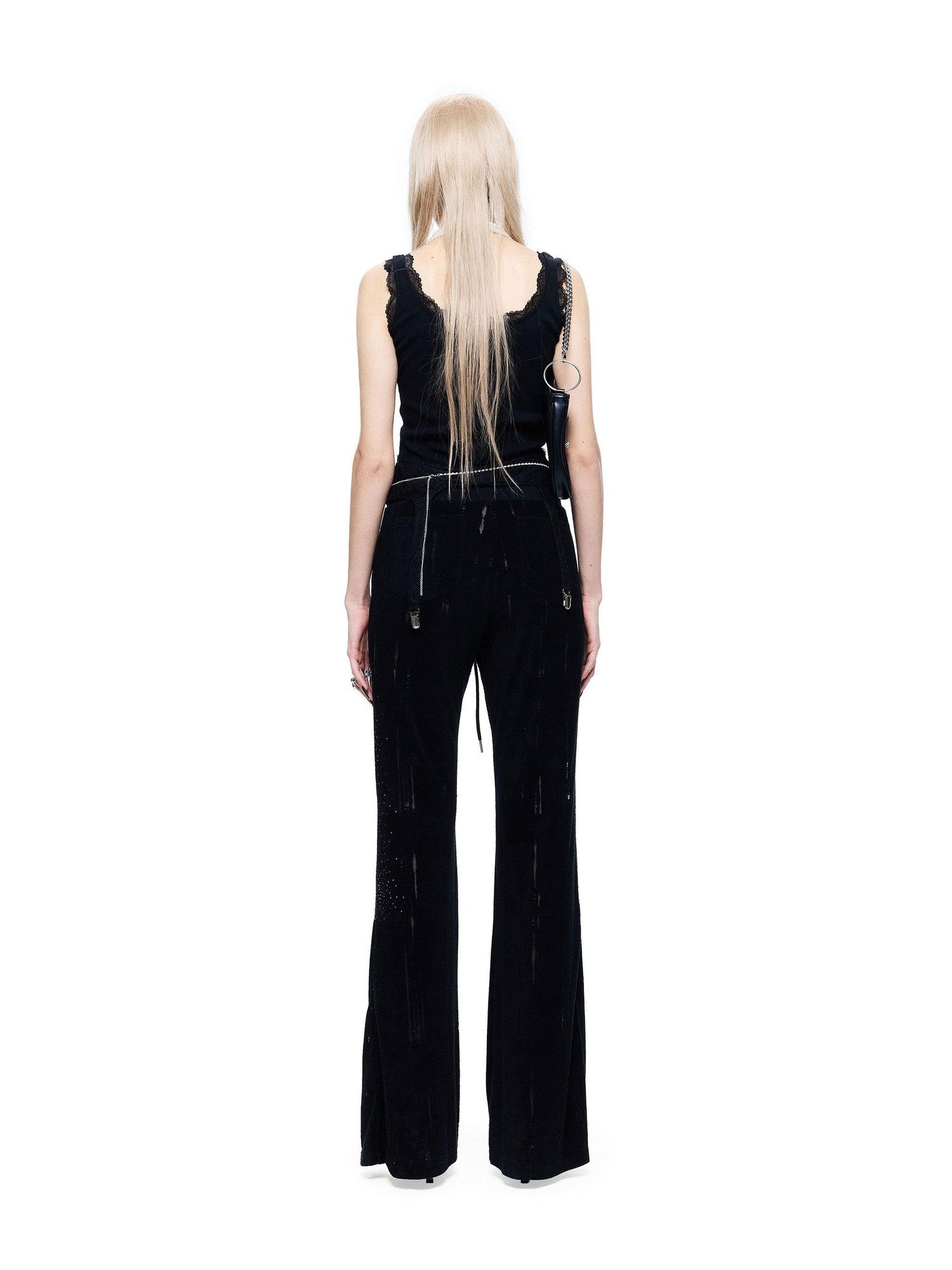 24ans Beaded Detachable Lace Waistband Letter Print Women&