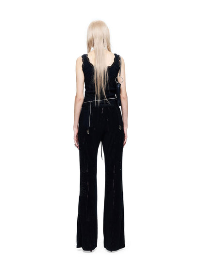 24ans Beaded Detachable Lace Waistband Letter Print Women&