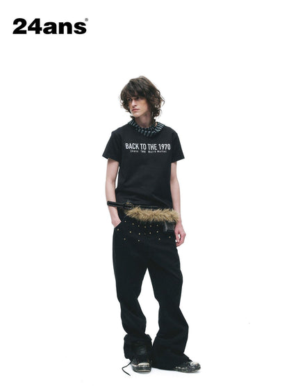 24ans Beaded Washed Cotton Casual Straight Fit Men Black S M L Xl Straight Pants