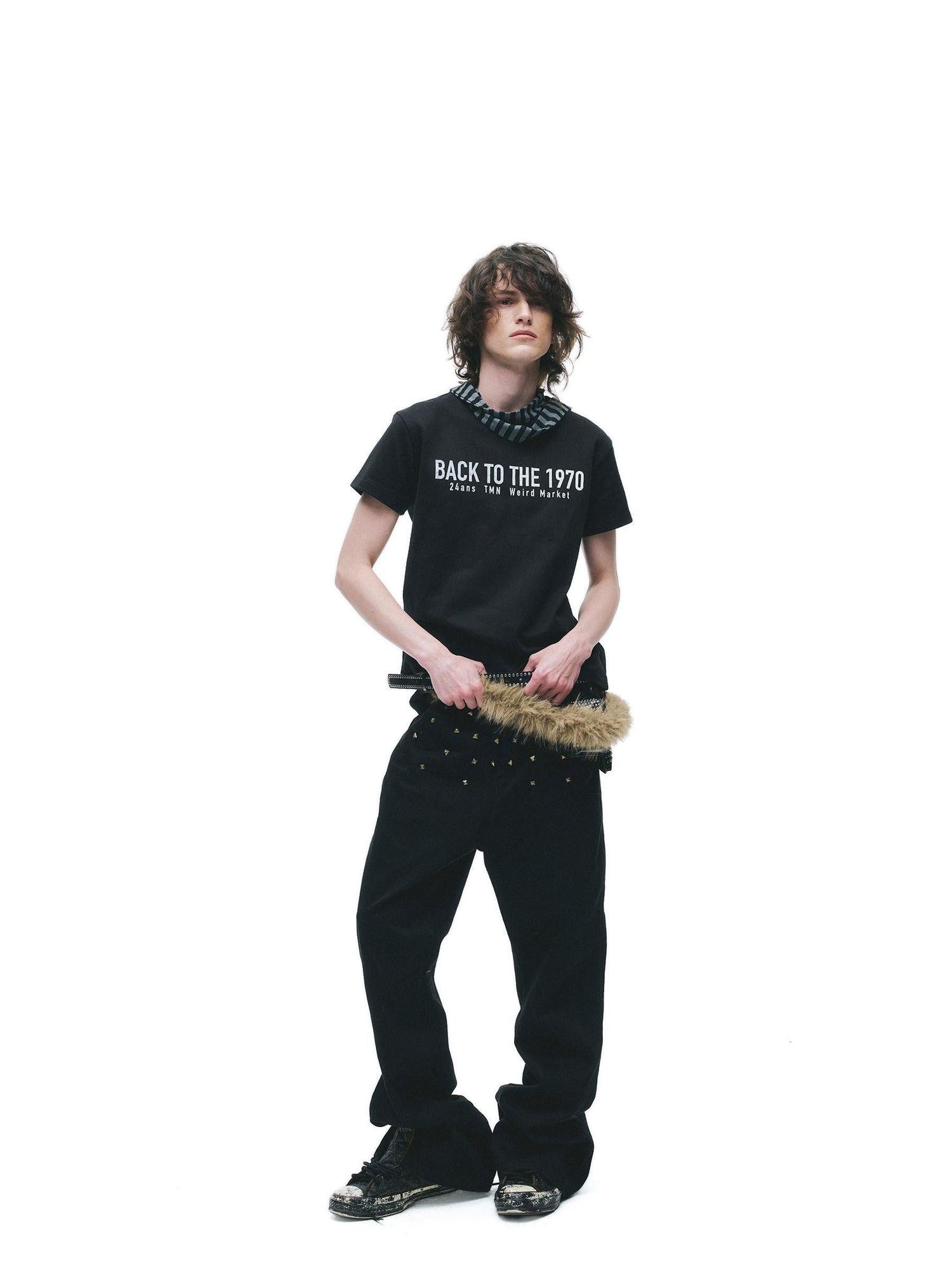 24ans Beaded Washed Cotton Casual Straight Fit Men Black S M L Xl Straight Pants