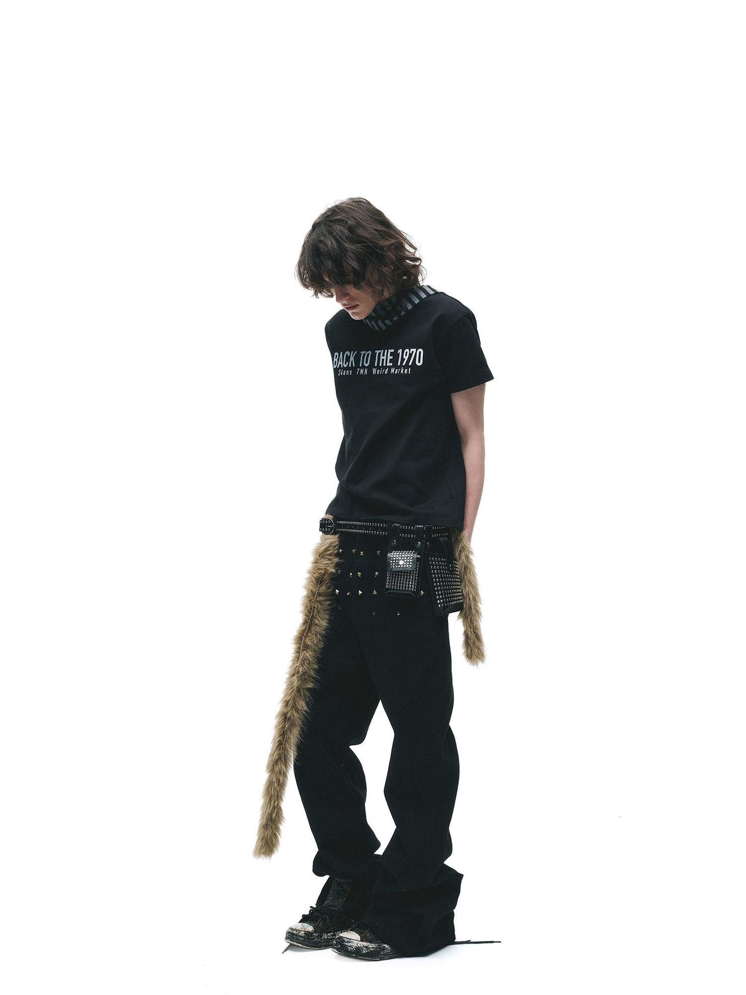24ans Beaded Washed Cotton Casual Straight Fit Men Black S M L Xl Straight Pants