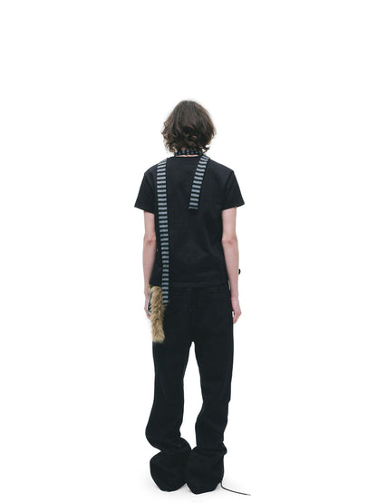 24ans Beaded Washed Cotton Casual Straight Fit Men Black S M L Xl Straight Pants