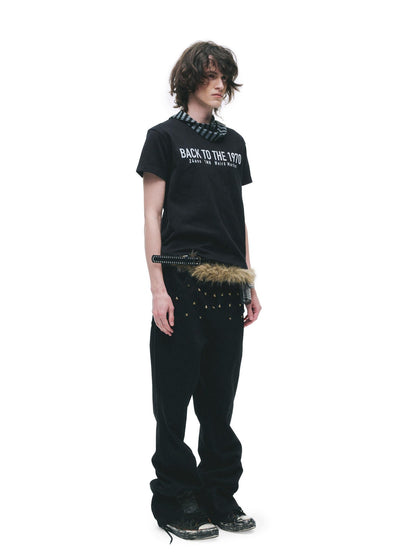 24ans Beaded Washed Cotton Casual Straight Fit Men Black S M L Xl Straight Pants