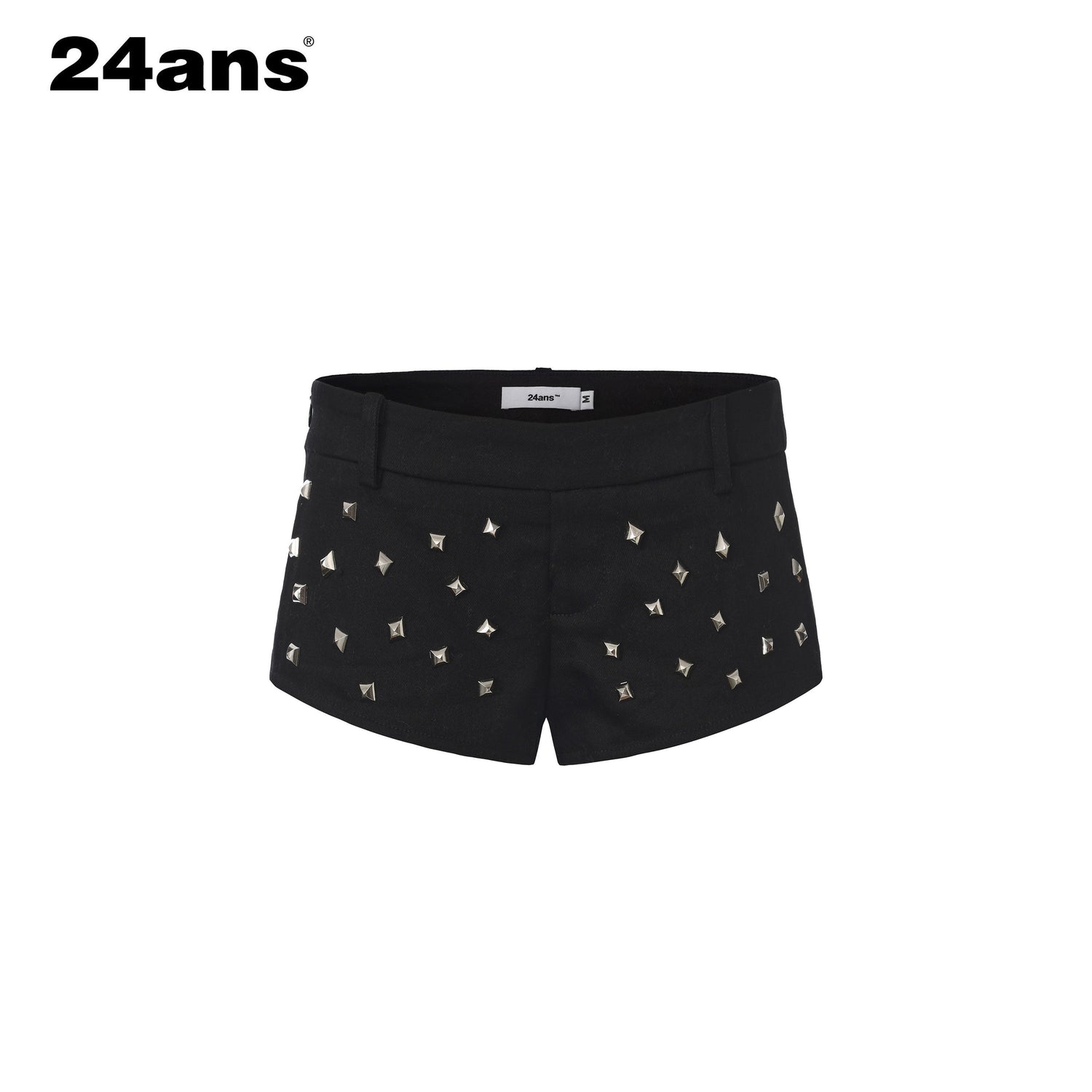 24ans_Black_Handmade_3d_Studs_Seamless_Hem_Punk_Women&