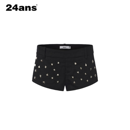 24ans_Black_Handmade_3d_Studs_Seamless_Hem_Punk_Women&