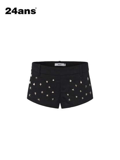 24ans Black Handmade 3d Studs Seamless Hem Punk Women&