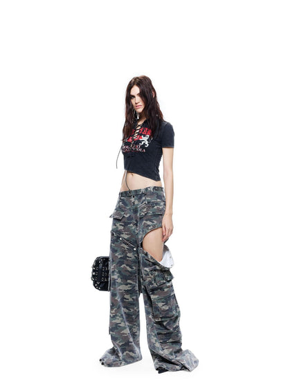 24ans Black Punk Grunge Asymmetric Layered Letter Print Women&