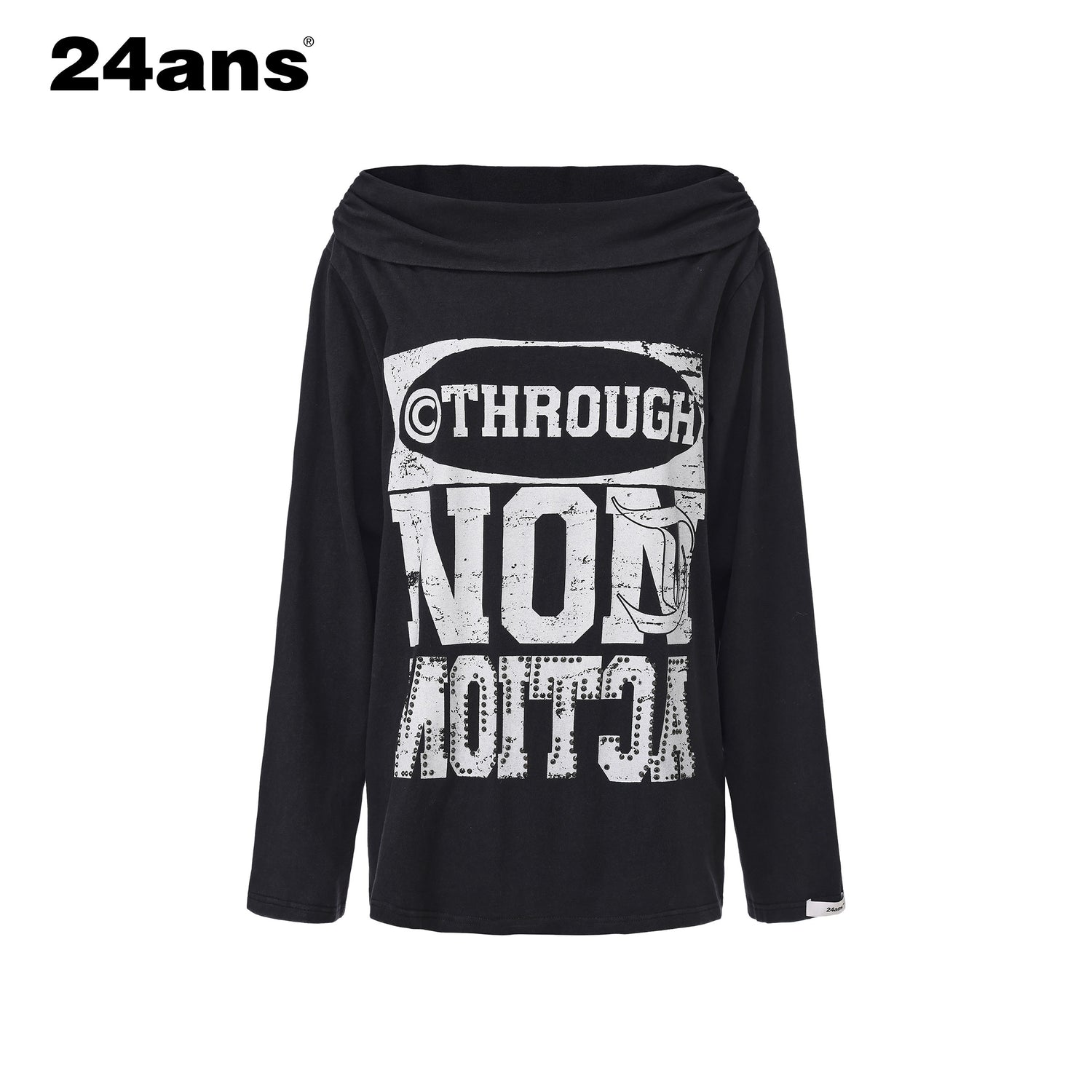 24ans_Black_Rhinestone_Letter_Print_One_Shoulder_Women&