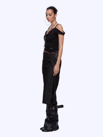 24ans Black Sequin Cowl Neck Sleeveless T Shirt