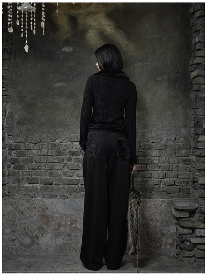 24ans Black White Contrast Ribbed Slim Fit Sweater