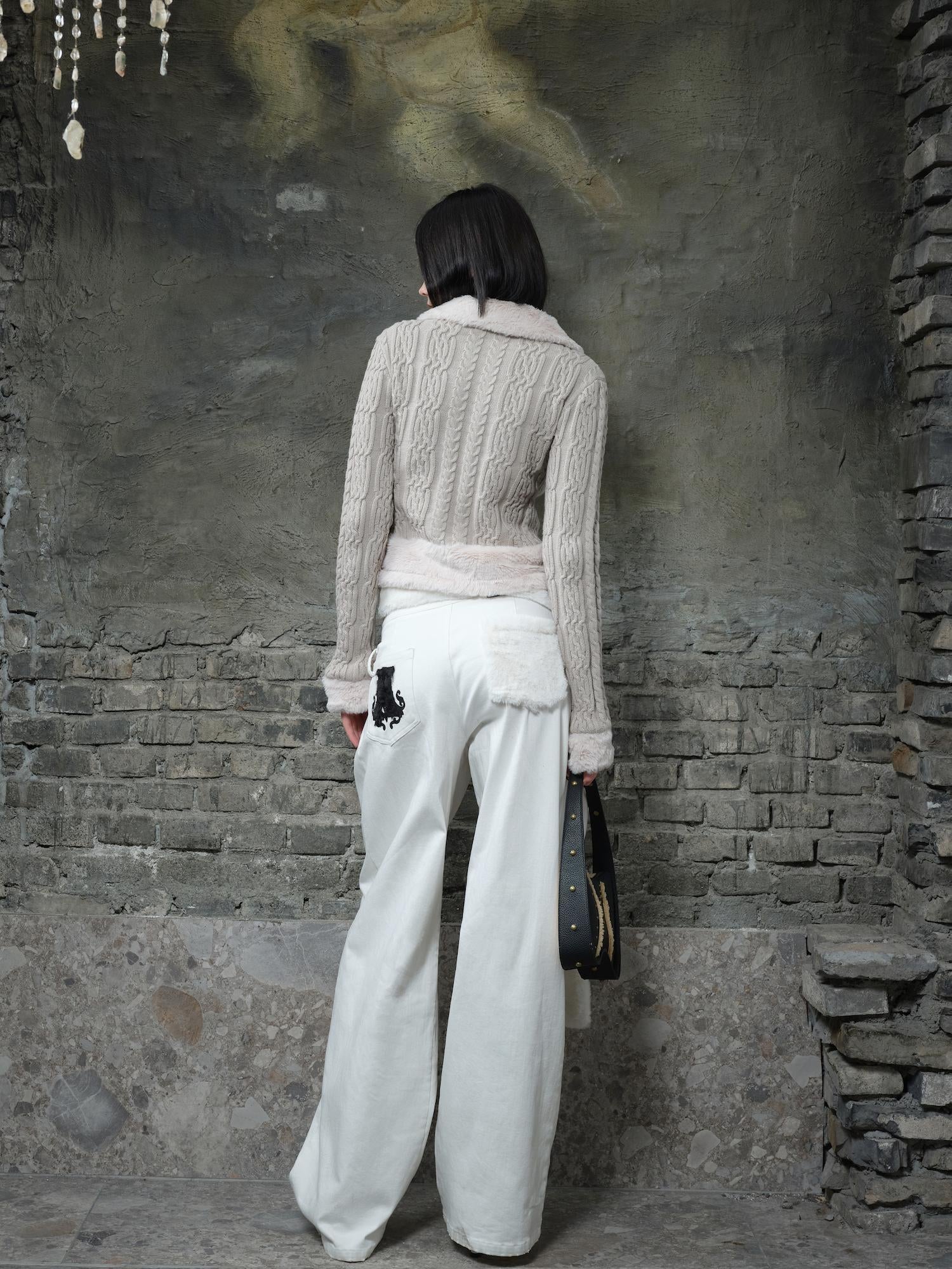 24ans Black White Contrast Ribbed Slim Fit Sweater