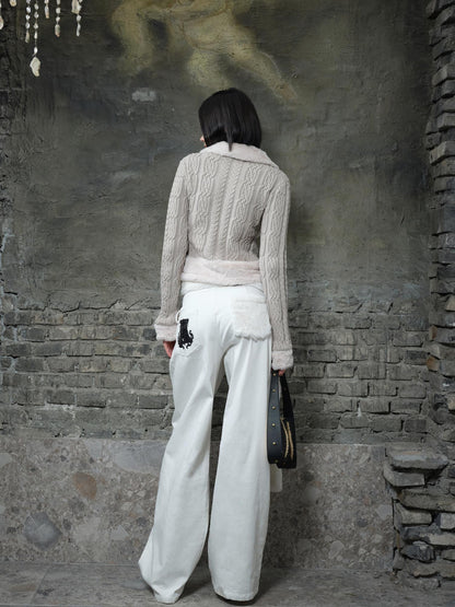 24ans Black White Contrast Ribbed Slim Fit Sweater