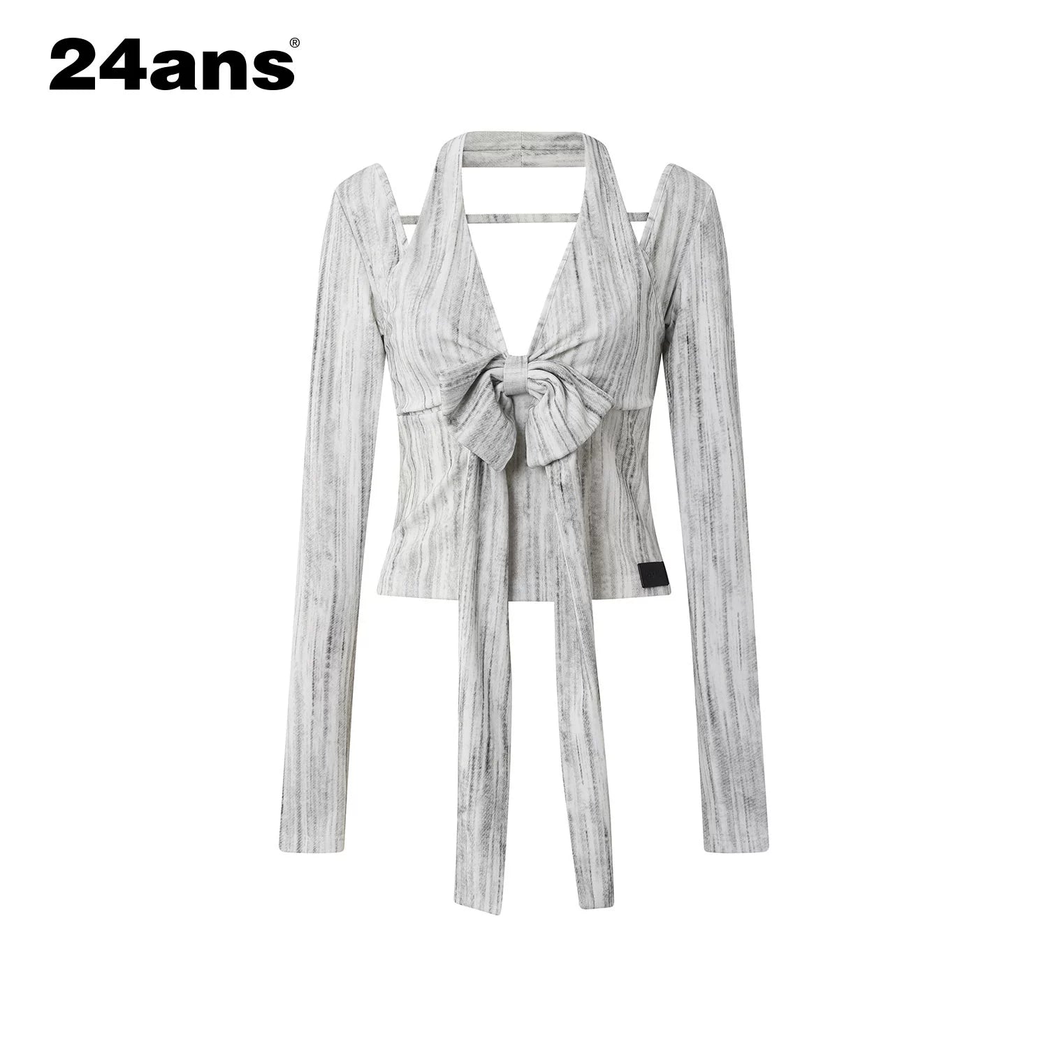 24ans Bow Tie Neck T-Shirt With Long Sleeves MISSTT