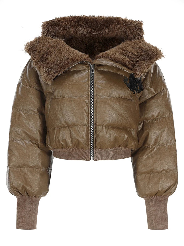 Bread Puffer Jacket Skirt Set Detachable Off Shoulder Warm