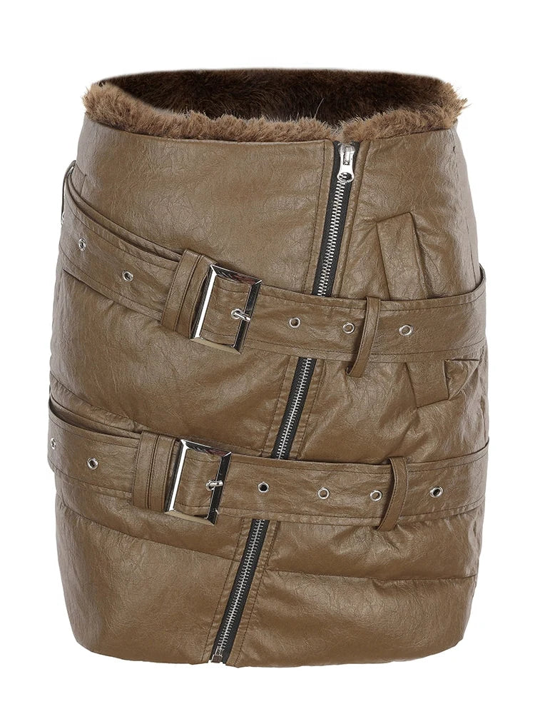 Bread Puffer Jacket Skirt Set Detachable Off Shoulder Warm