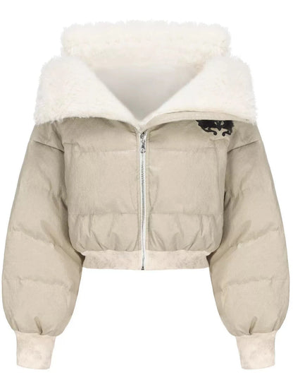 Bread Puffer Jacket Skirt Set Detachable Off Shoulder Warm