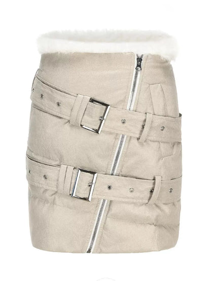 Bread Puffer Jacket Skirt Set Detachable Off Shoulder Warm