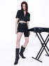 24ans Breakthrough Short Suit Set  V-Neck T-Shirt Long Sleeve