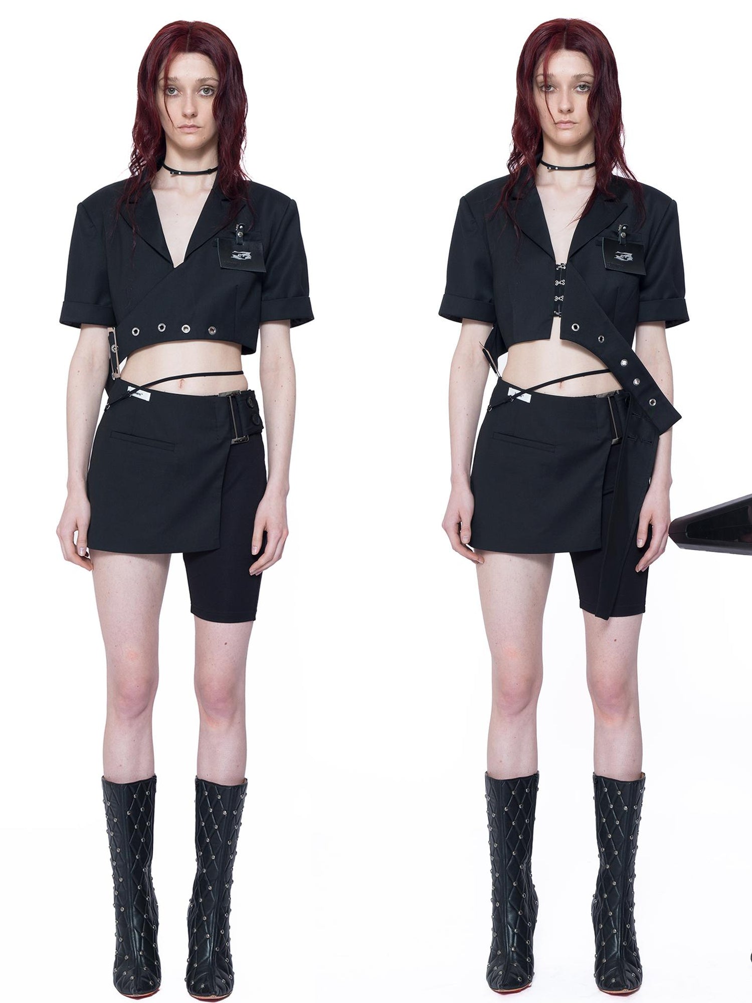 24ans Breakthrough Short Suit Set  V-Neck T-Shirt Long Sleeve