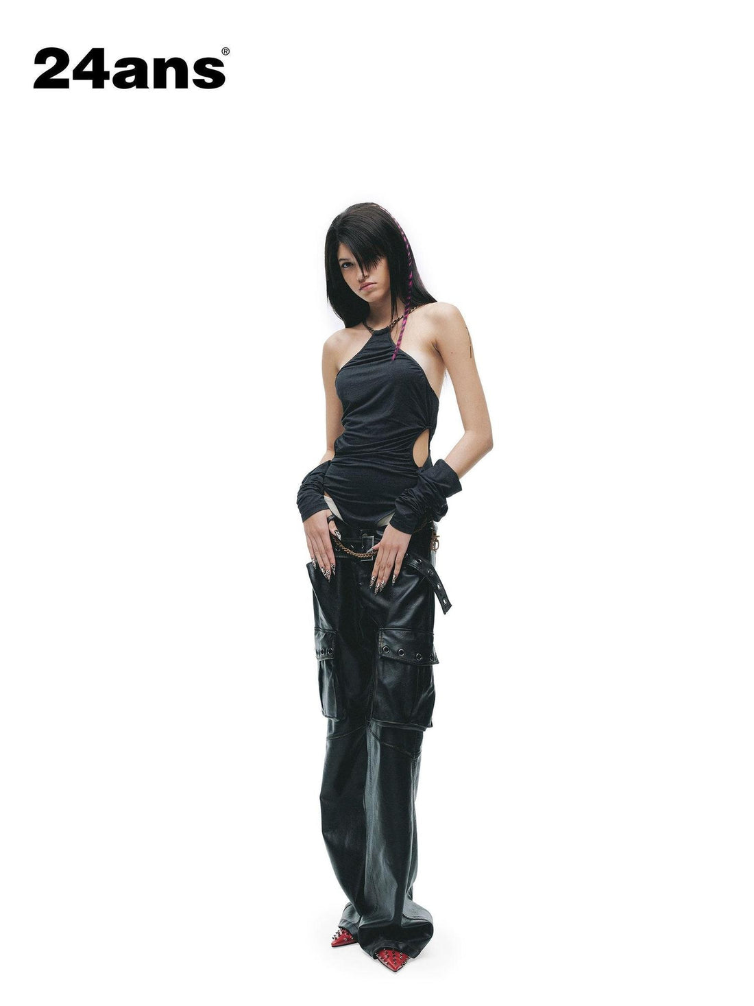 24ans Breathable Bamboo Stretch Sexy Slim Halter Long Sleeve Women Gray Camisoles