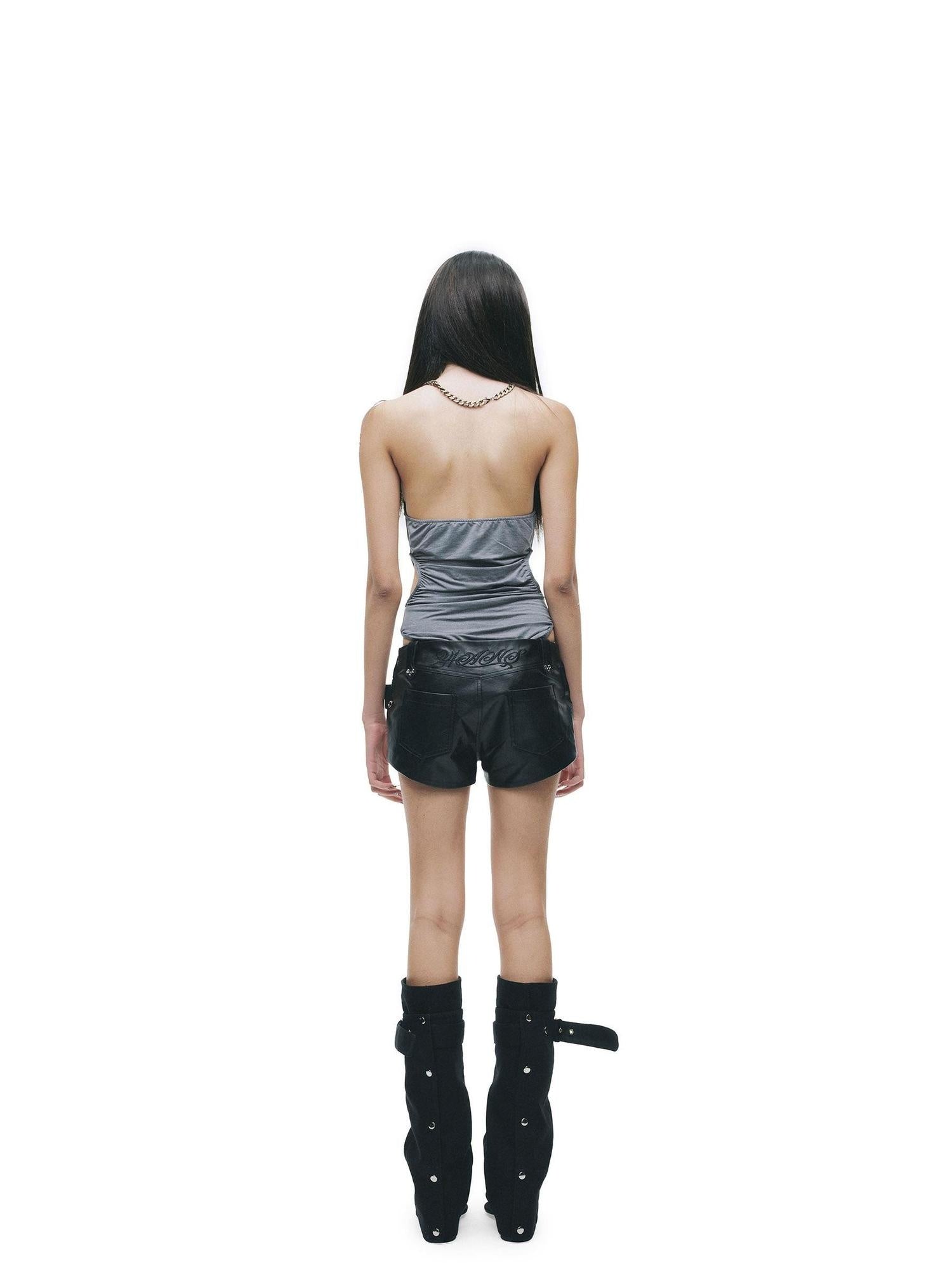 24ans Breathable Bamboo Stretch Sexy Slim Halter Long Sleeve Women Gray Camisoles