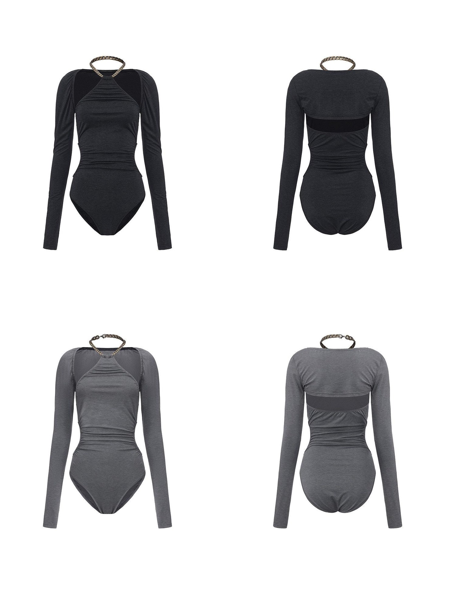 24ans Breathable Bamboo Stretch Sexy Slim Halter Long Sleeve Women Gray Camisoles