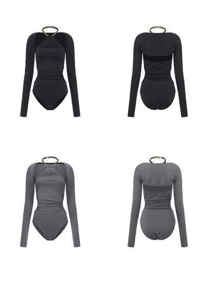 24ans Breathable Bamboo Stretch Sexy Slim Halter Long Sleeve Women Gray Camisoles