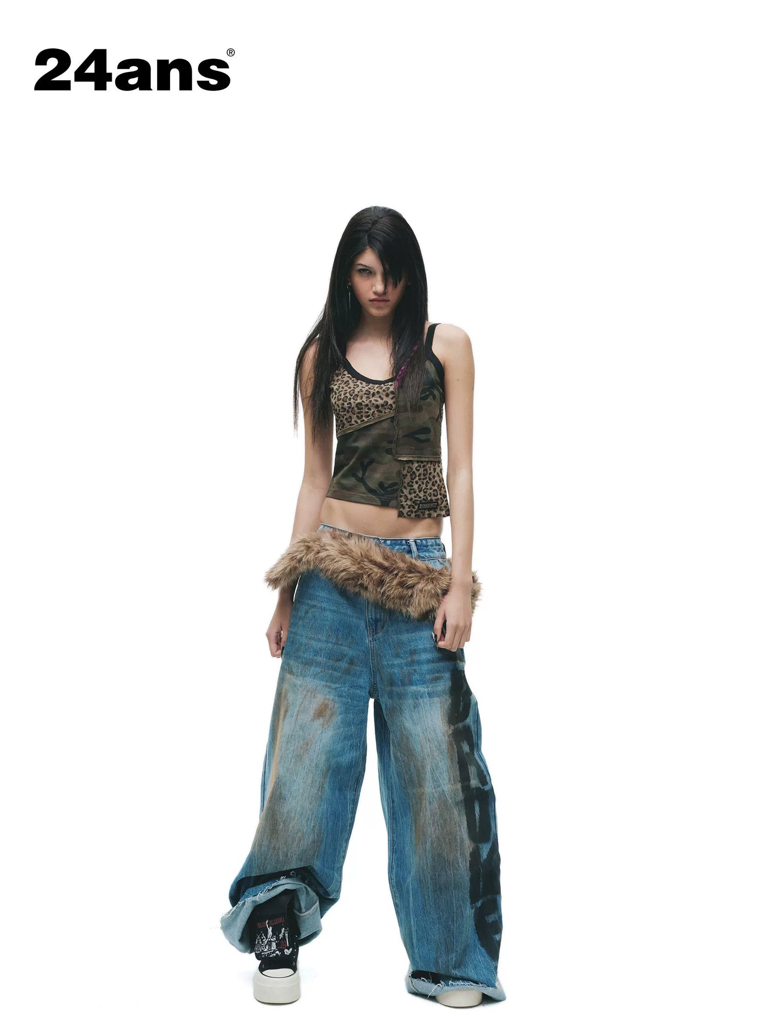 24ans Breathable Cotton Blend Camo Cropped Slim U Neck Women Outerwear Tank Tops-1