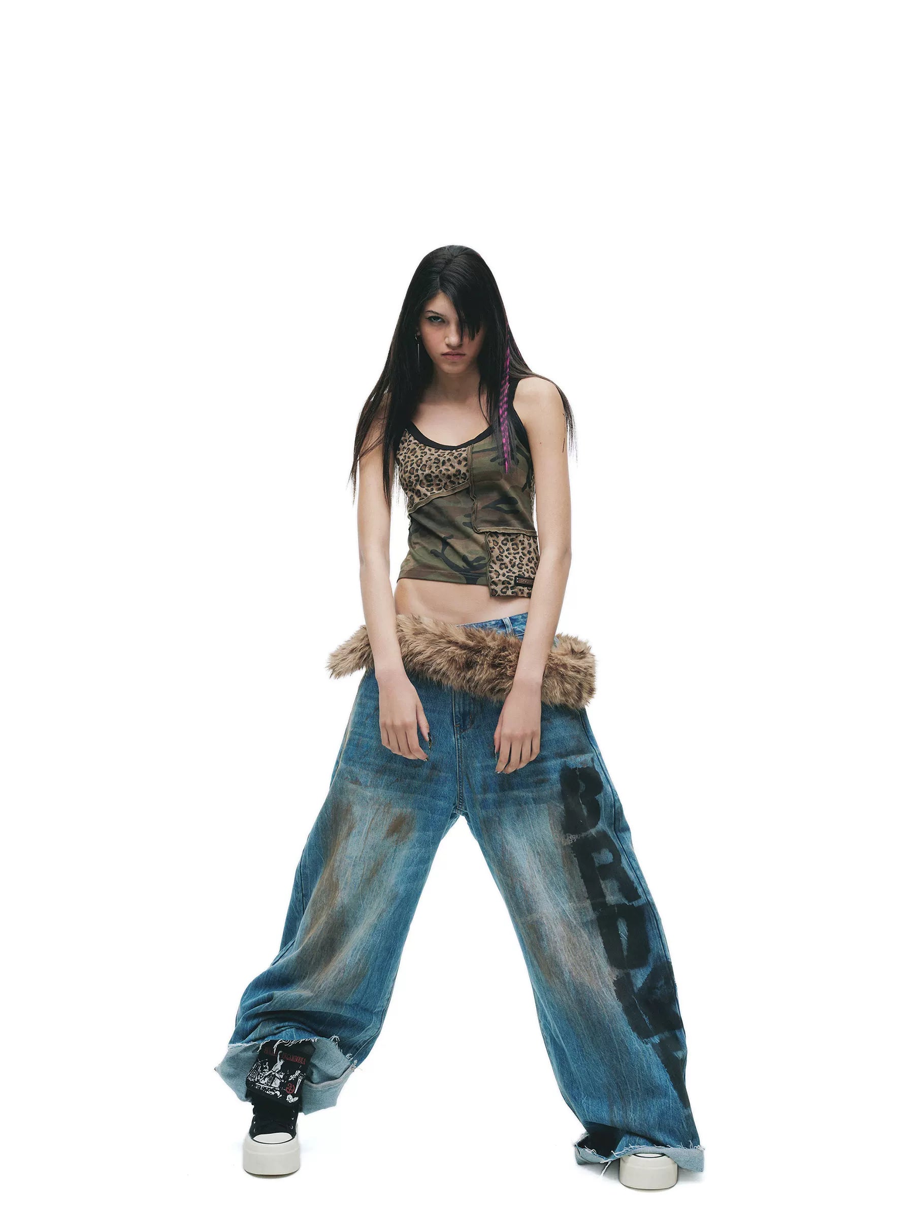 24ans Breathable Cotton Blend Camo Cropped Slim U Neck Women Outerwear Tank Tops-2