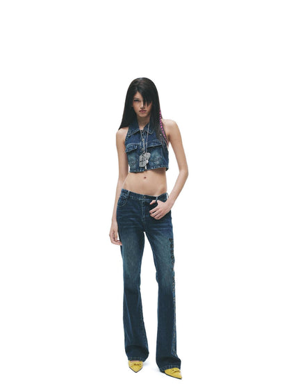 24ans Breathable Cotton Linen Notched Collar Low Waist Women Top &amp; Pants Sets