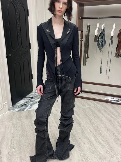 24ans Breathable Slim Notch Lapel Long Sleeve Pocket Women Workwear Polyester Blouse