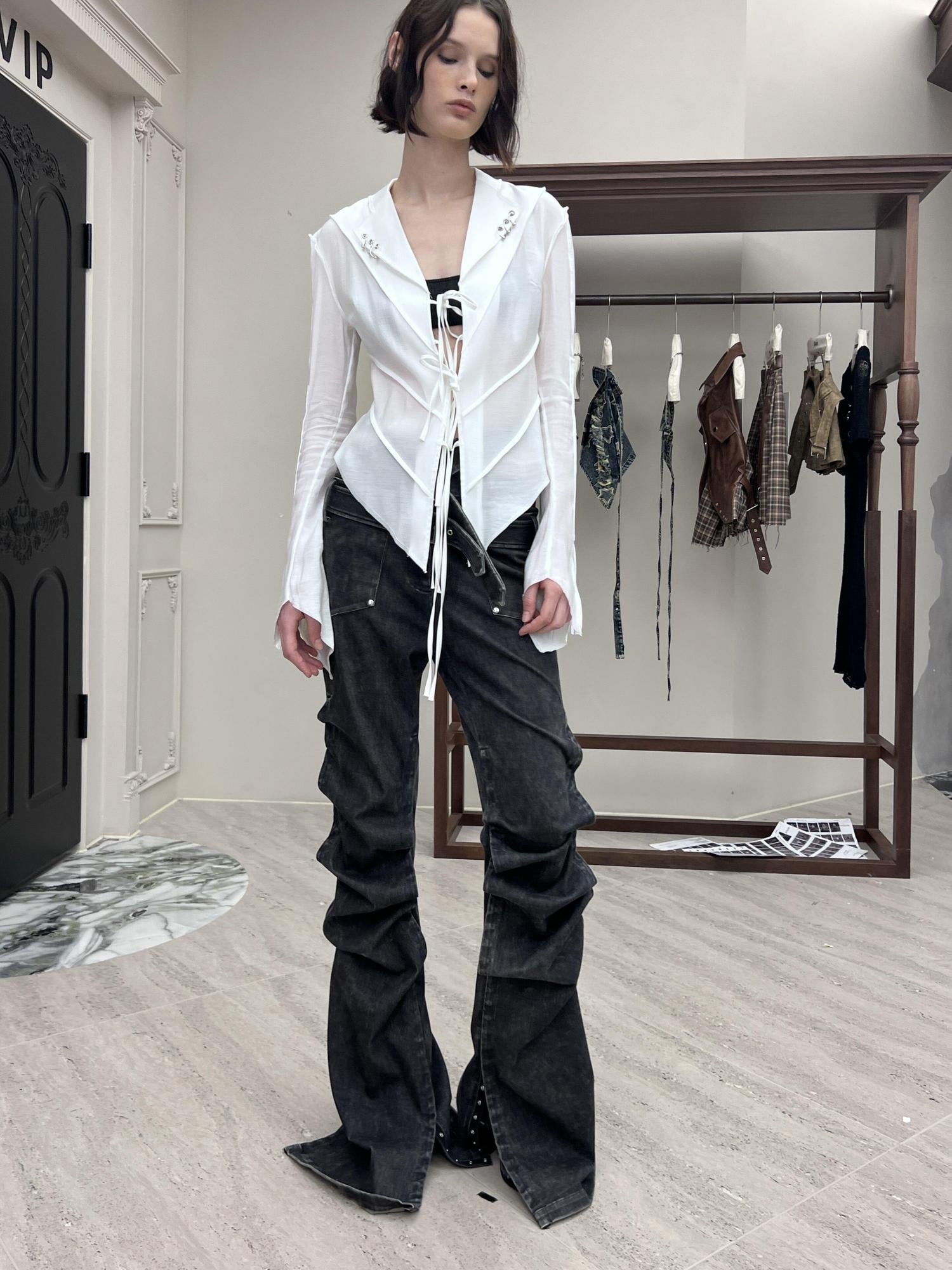 24ans Breathable Slim Notch Lapel Long Sleeve Pocket Women Workwear Polyester Blouse