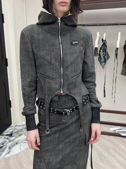 Brown Cotton Blend Hoodie Set 2024 Spring