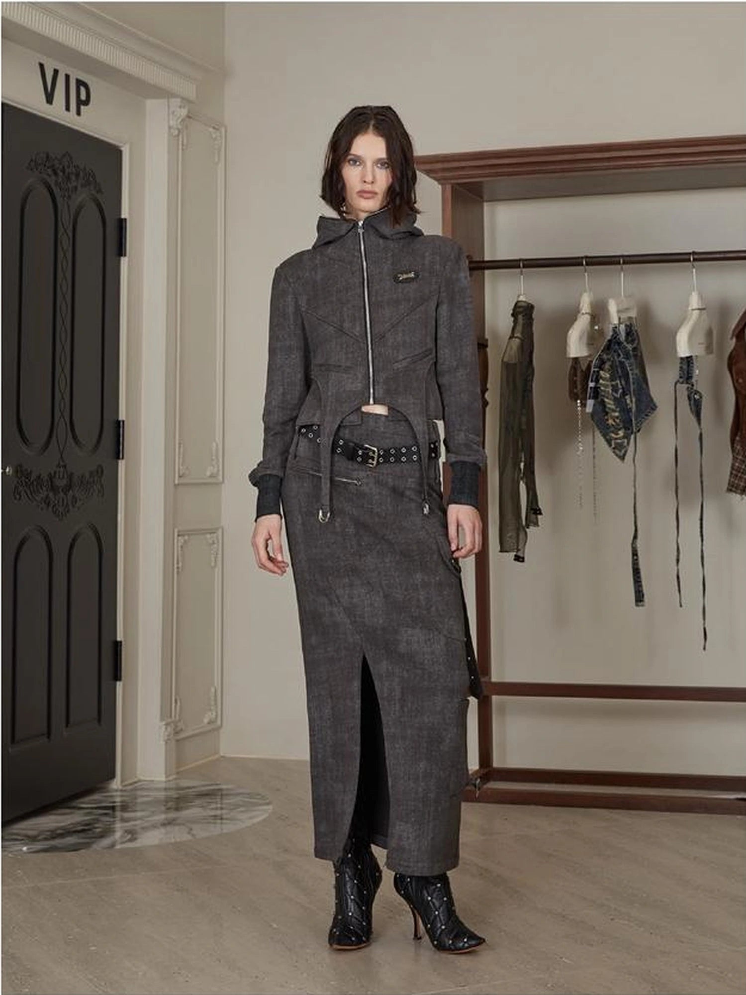 Brown Cotton Blend Hoodie Set 2024 Spring