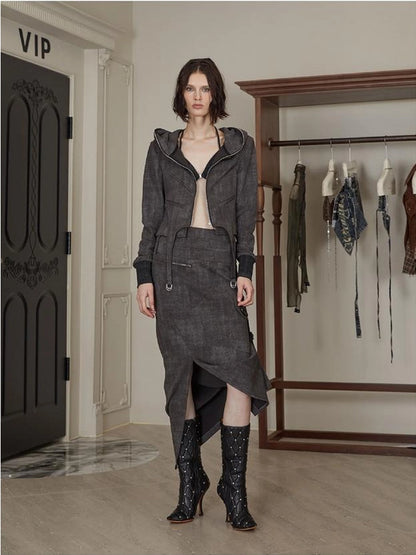 Brown Cotton Blend Hoodie Set 2024 Spring